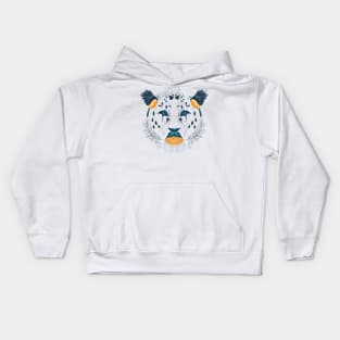 Leopard Face Symmetrical Design Combining Flora and Fauna Kids Hoodie